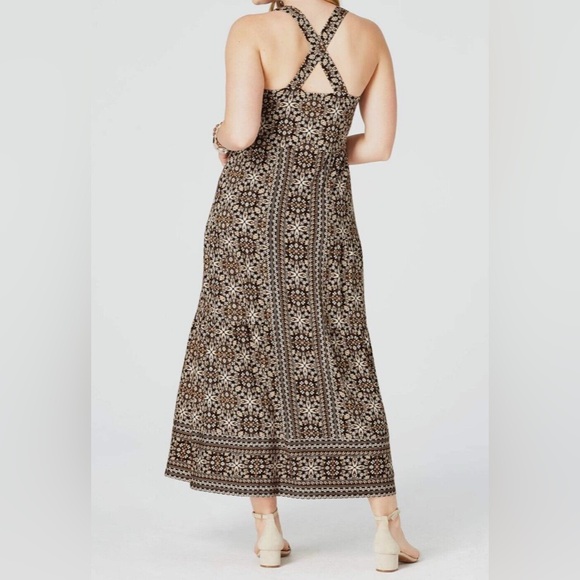 J. Jill Black and Cream Jersey Criss Back Maxi Dress Size XS - Picture 2 of 10